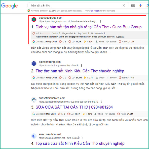 Đơn vị SEO từ khóa ngành nghề lên top Google giá rẻ - Quốc Bửu Group