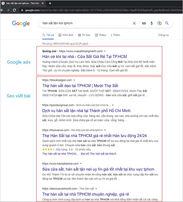 Tham khảo dịch vụ quảng cáo google ads và seo viết bài