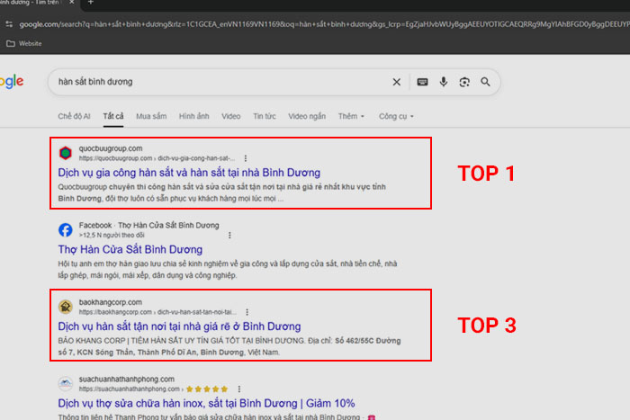 Tham khảo dịch vụ lên top Google của đối tác liên kết tại Bình Dương