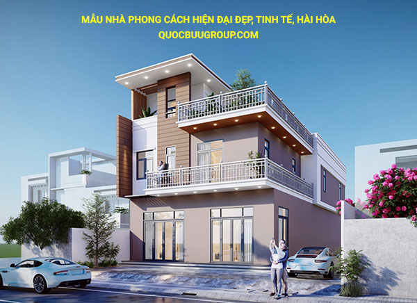 Mẫu nhà phong cách hiện đại đẹp, tinh tế, hài hòa