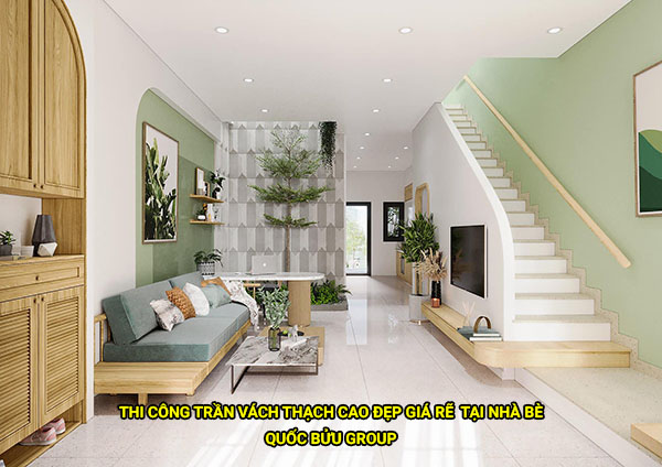 Thi công trần vách thạch cao đẹp giá rẽ tại Nhà Bè
