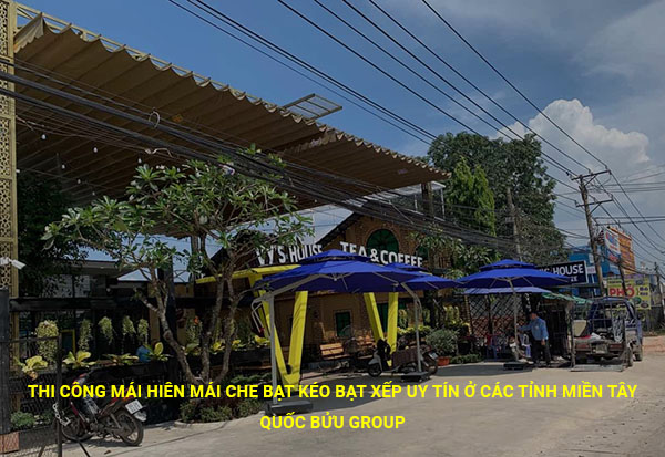 Thi công mái hiên mái che bạt kéo bạt xếp cố định và di động ở các tỉnh Miền Tây